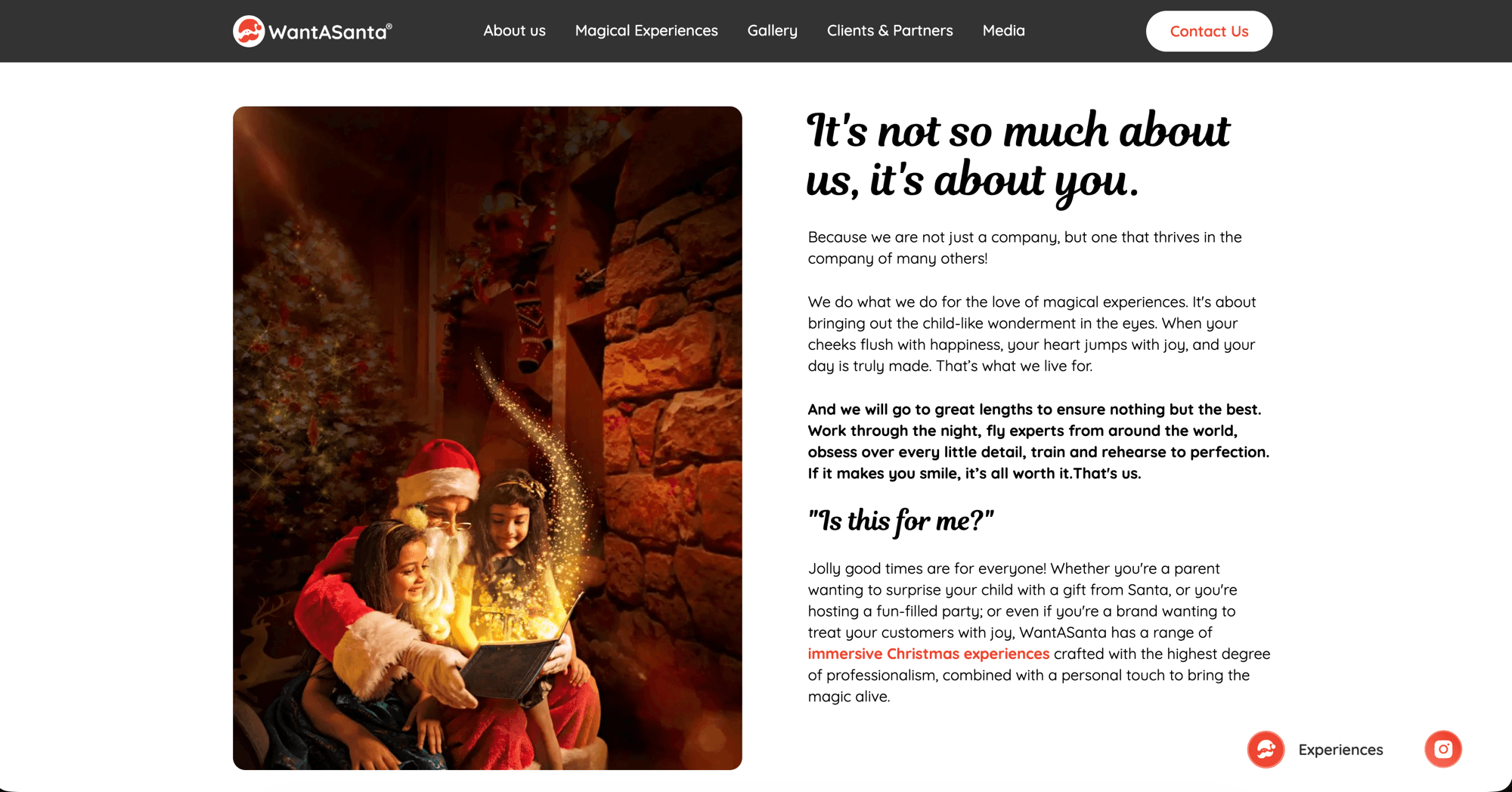 A Magical Experience Booking Platform for WantASanta