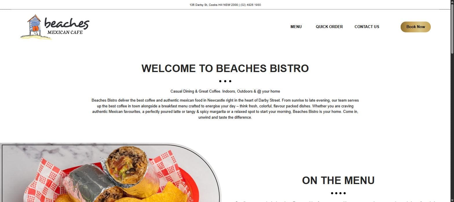 A Hospitality Website for Beaches Bistro