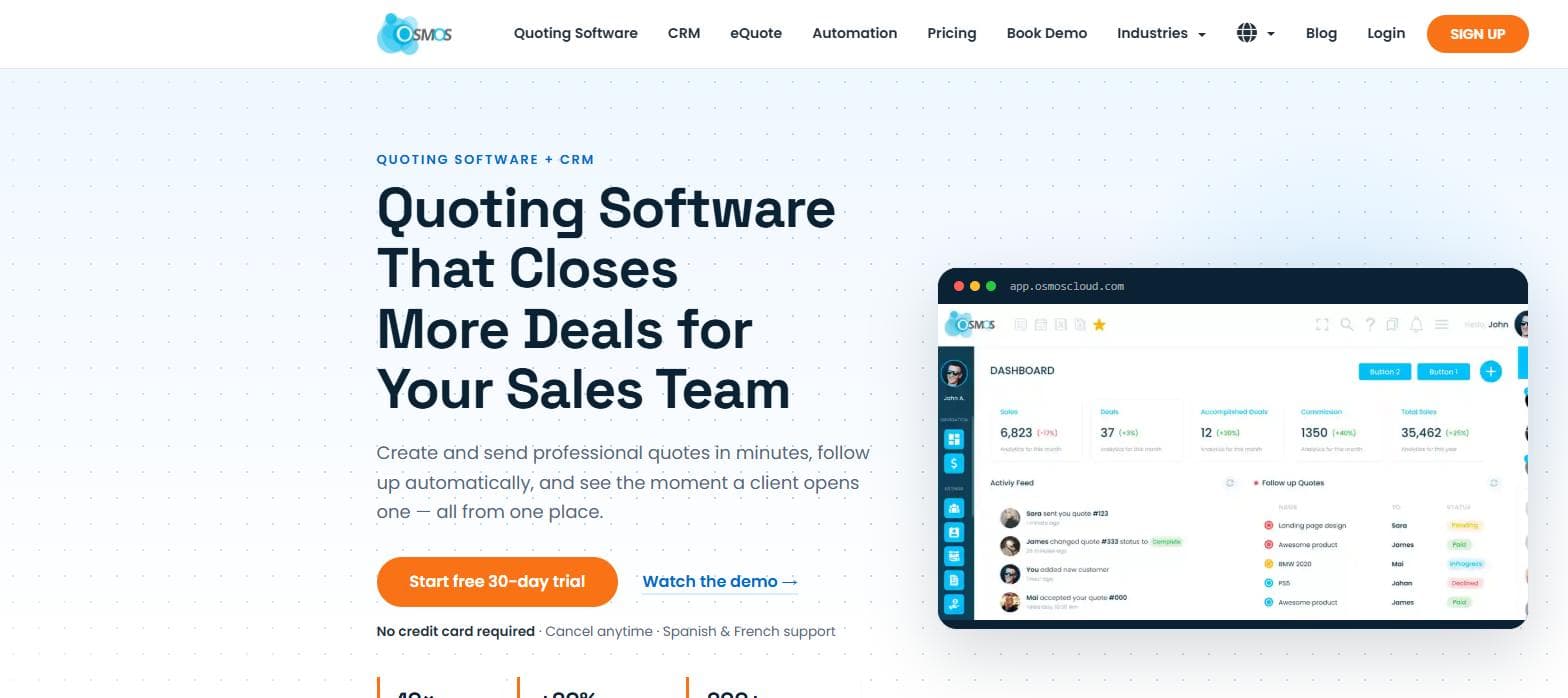 A Quoting & Sales Automation Platform for Osmos Cloud