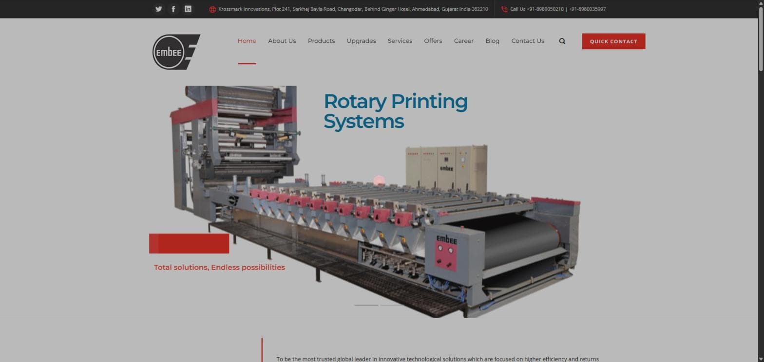 A Manufacturing Website for Embee India
